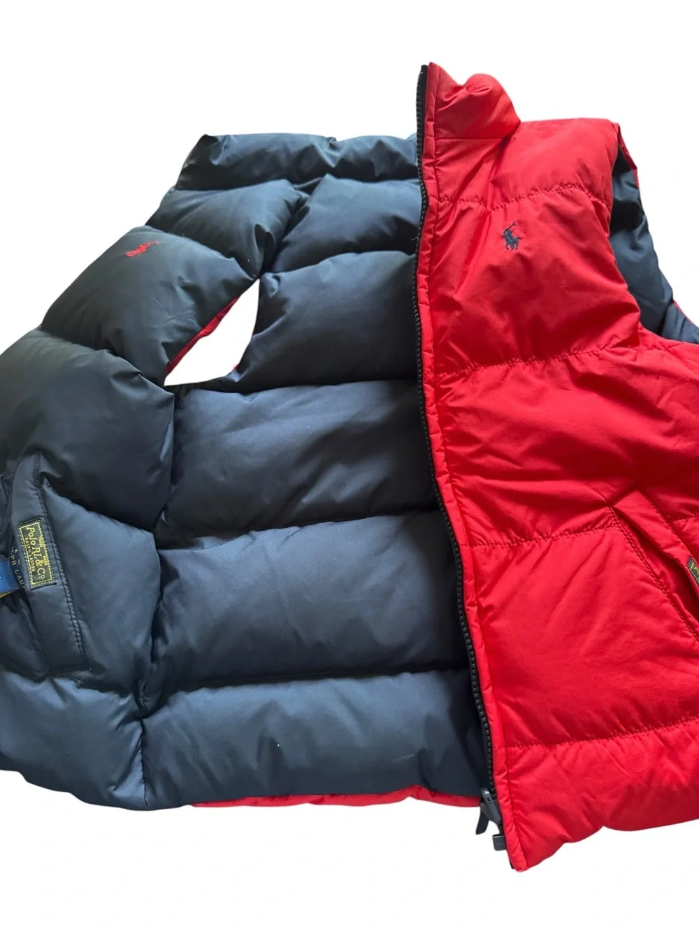Ralph Lauren Reversible Down Puffer Vest in Red and Navy Blue-kids size 7